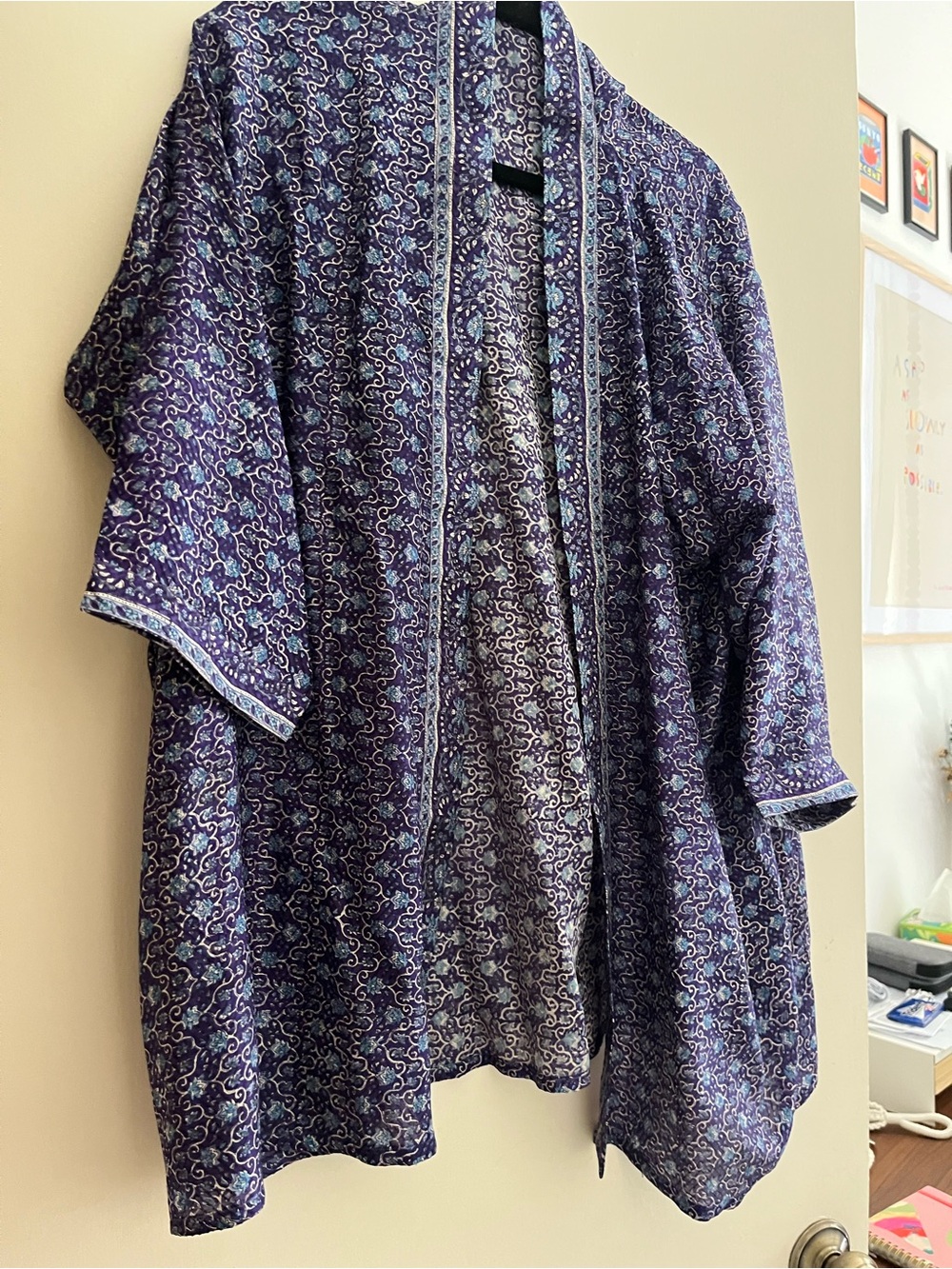 Blue Purple Patterned Kimono Jacket
